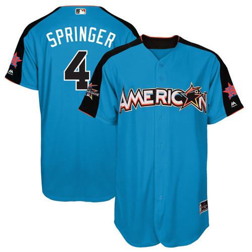 Astros #4 George Springer Blue All-Star American League Stitched MLB Jersey - Click Image to Close